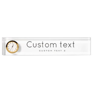 Personalisieren Sie das Schreibtischschild mit Uhr