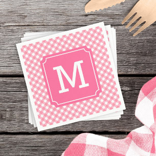 Personalisieren Sie das stylische Baby Pink Gingha Serviette
