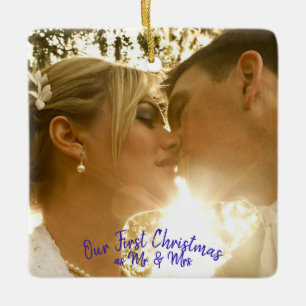 Personalisieren Sie das Wedding Foto Peacock Feath Keramikornament