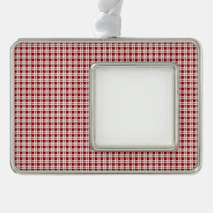 Personalisieren Sie das Weihnachts-Tartan in Rot u Rahmen-Ornament Silber