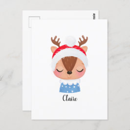 Personalisieren Sie das Weihnachtsschlaf-Rentier-G Postkarte
