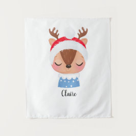 Personalisieren Sie das Weihnachtsschlaf-Rentier-G Wandteppich