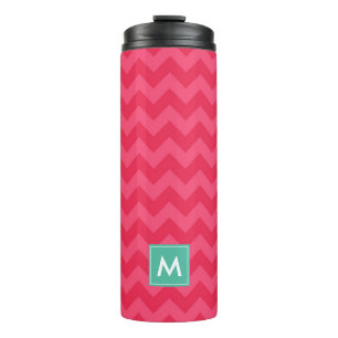 Personalisieren Sie das Zickzack Monogramm Preppy  Thermosbecher