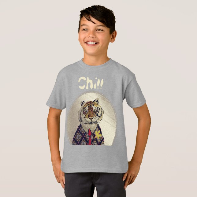 Personalisieren Sie den Fun Chill Tiger T - Shirt (Vorne ganz)