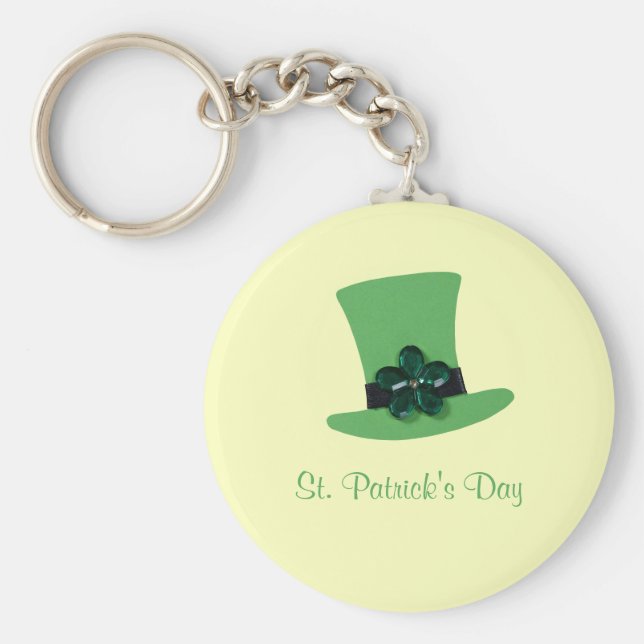 Personalisieren Sie den grünen Hut für St. Patrick Schlüsselanhänger (Vorne)