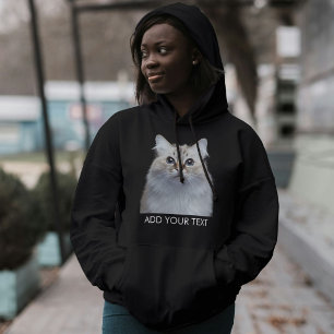 Personalisieren Sie den Haustier-Foto-Text Schwarz Hoodie