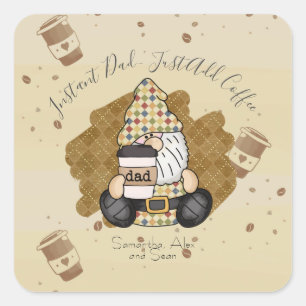 Personalisieren Sie den Kaffee Lover Vater   VINTA Quadratischer Aufkleber