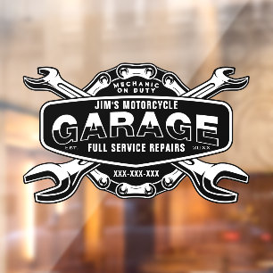 Personalisieren Sie den Motorrad-Motorradshop für  Fensteraufkleber