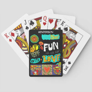 Personalisieren Sie den NAME Fun Trendy Cartoon Co Spielkarten