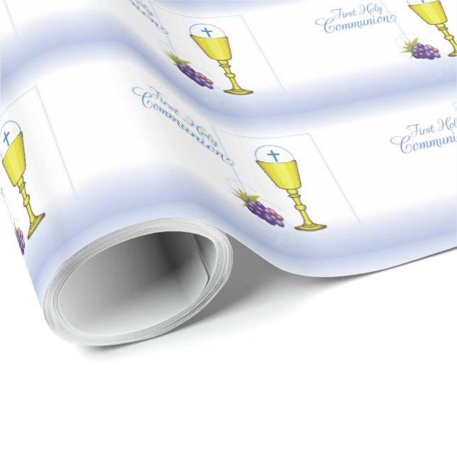 Personalisieren Sie den Namen Boy First Communion  Geschenkpapier (Rolleneckpunkt)