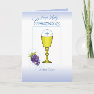 Personalisieren Sie den Namen Boy First Communion Karte