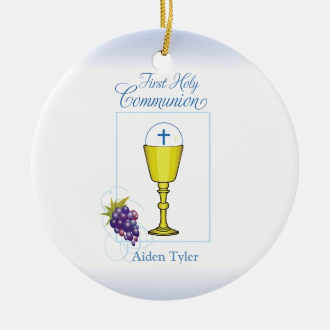 Personalisieren Sie den Namen Boy First Communion  Keramikornament (Vorne)