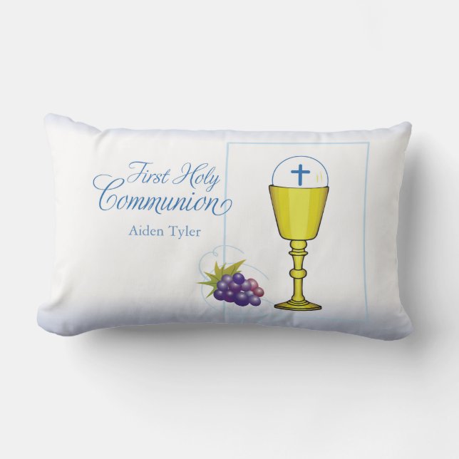 Personalisieren Sie den Namen Boy First Communion  Lendenkissen (Vorderseite)