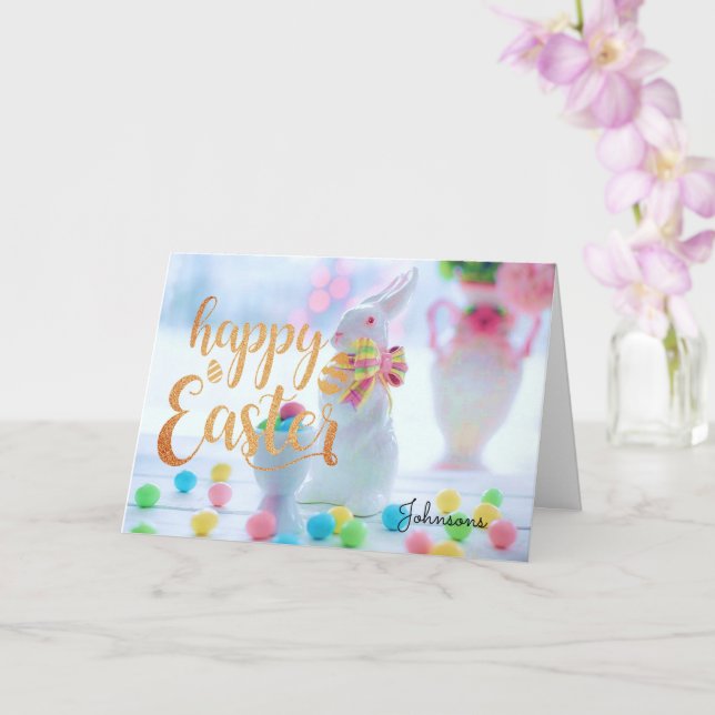 Personalisieren Sie den Namen GLÜCK EASTER Niedlic Karte (Orchidee)
