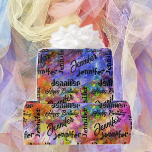 Personalisieren Sie den Namen Happy Birthday Color Geschenkpapier