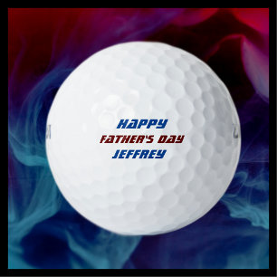 Personalisieren Sie den Namen Happy Vatertag Blue  Golfball