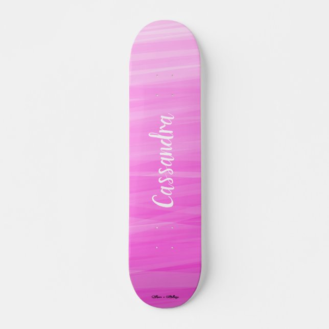 Personalisieren Sie den Namen Pink Ombre Unique Gi Skateboard (Vorne)
