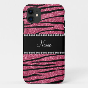 Personalisieren Sie den Namen Rosa Glitzer zebra S Case-Mate iPhone Hülle