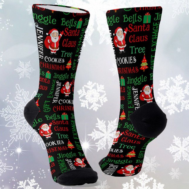 Personalisieren Sie den Namen Weihnachtsbaum Socken (Von Creator hochgeladen)