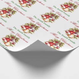 Personalisieren Sie den Namen Weihnachtsbaumglocke Geschenkpapier