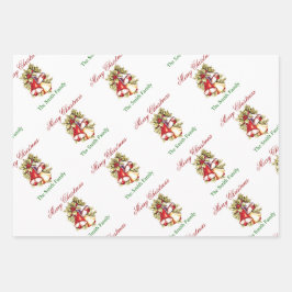Personalisieren Sie den Namen Weihnachtsbaumglocke Geschenkpapier Set