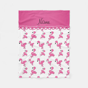 Personalisieren Sie den Namen White Pink Flamingos Fleecedecke