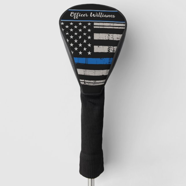Personalisieren Sie den Polizeibeamten Thin Blue L Golf Headcover (Vorderseite)