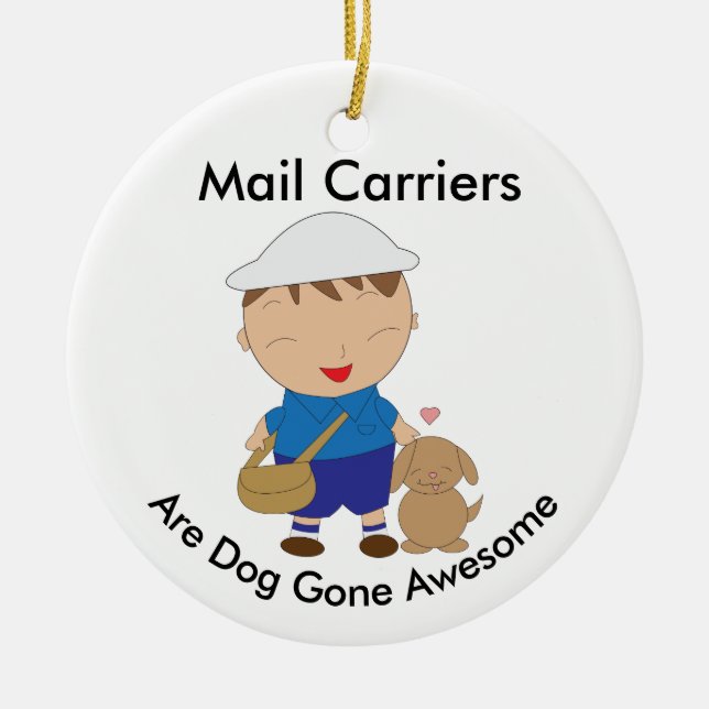 Personalisieren Sie den Postfacharbeiter Brown Dog Keramik Ornament (Vorne)