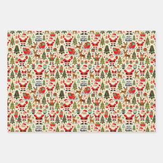 Personalisieren Sie den Santa Claus Rudolph Red No Geschenkpapier Set