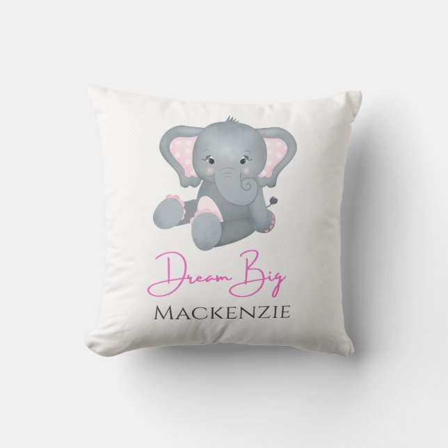 Personalisieren Sie den Traum Big Pink Gray Elepha Kissen (Vorderseite)