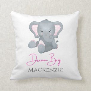 Personalisieren Sie den Traum Big Pink Gray Elepha Kissen