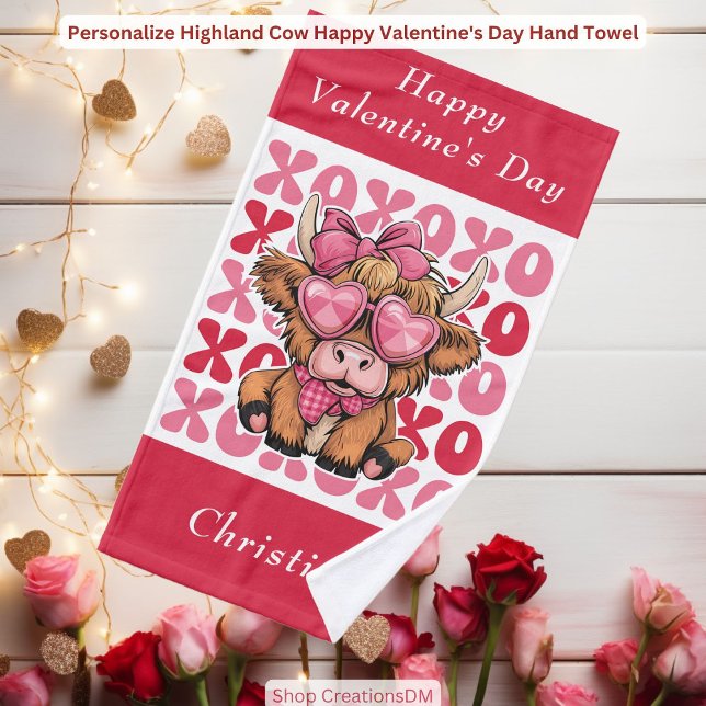 Personalisieren Sie den Valentinstag der Hochlandk Handtuch (Von Creator hochgeladen)