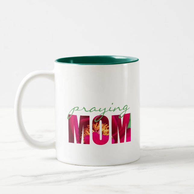 Personalisieren Sie den Vermerk "Mama beten" Chris Zweifarbige Tasse (Links)