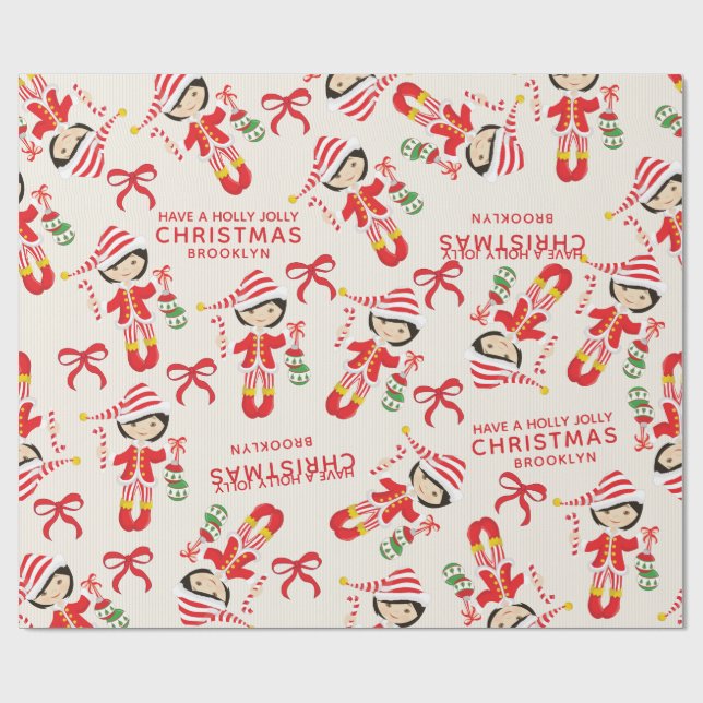 Personalisieren Sie die Asian Girl Elf Geschenkpapier (Flach)