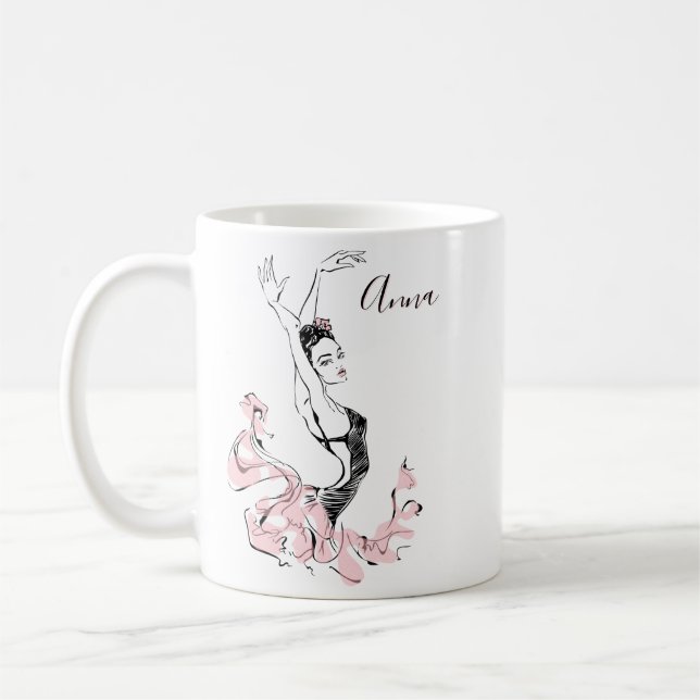 Personalisieren Sie die Ballerina Sketch in Rosa Kaffeetasse (Links)