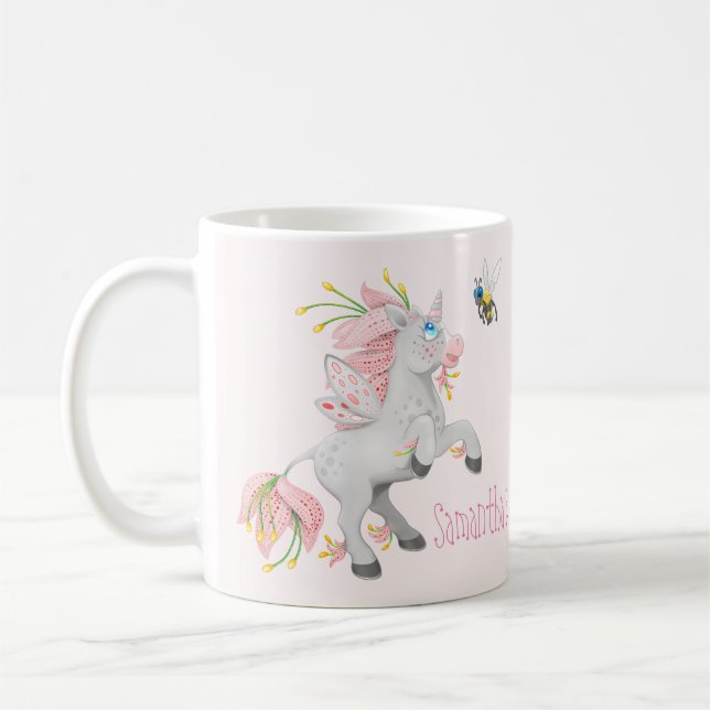 Personalisieren Sie die besten Freunde Rosa Blume  Kaffeetasse (Links)