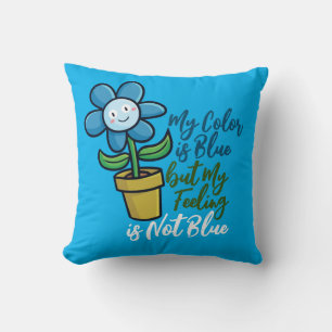 Personalisieren Sie die blaue Blume in einem Pot-T Kissen