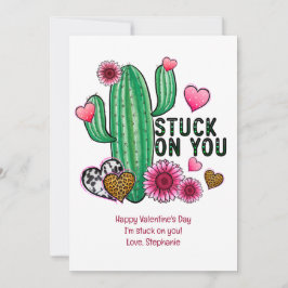 Personalisieren Sie die Cactus Pink Heart Valentin Feiertagskarte