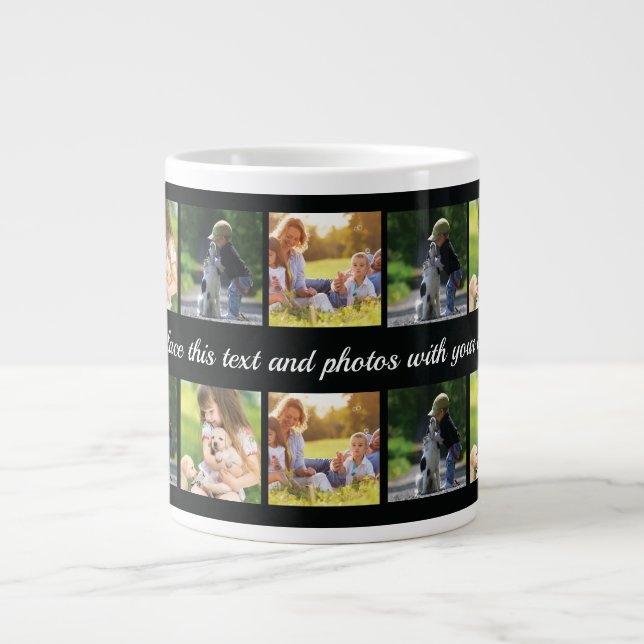 Personalisieren Sie die Collage und den Textgigant Jumbo-Tasse (Vorderseite)