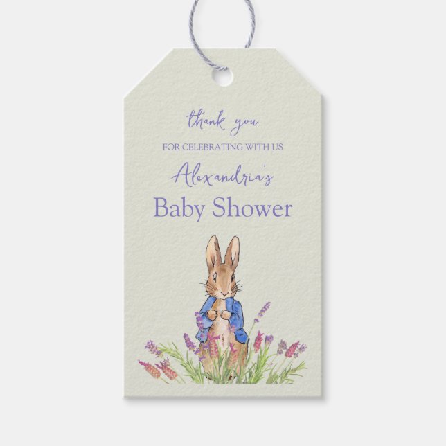 Personalisieren Sie die Dusche Peter der Rabbit Ba Geschenkanhänger (Vorderseite)