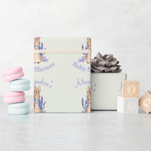 Personalisieren Sie die Dusche Peter der Rabbit Ba Geschenkpapier (Babyparty)