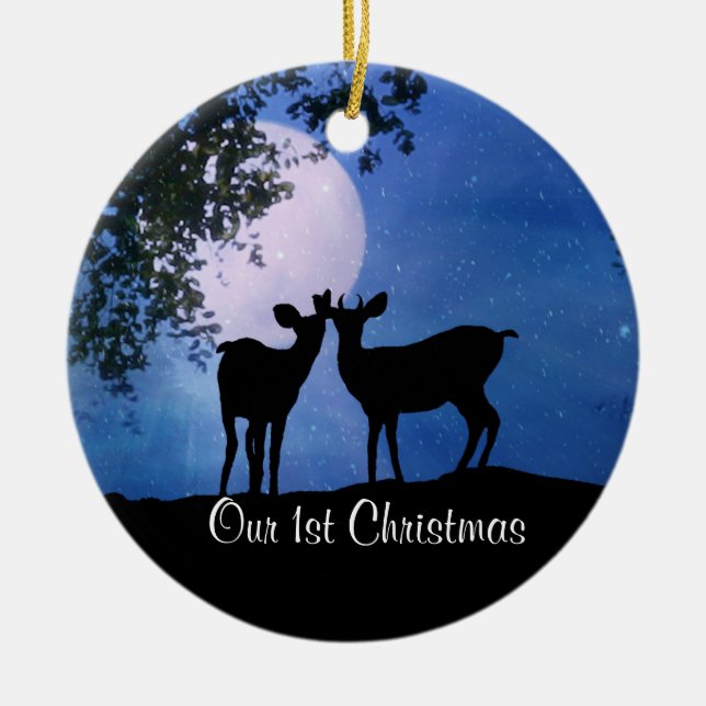Personalisieren Sie die ersten Weihnachten zusamme Keramik Ornament (Vorne)