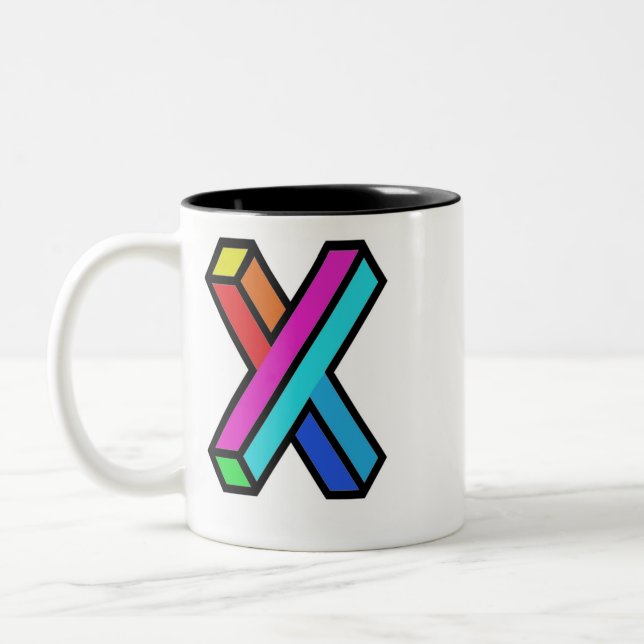 Personalisieren Sie die farbige 3D-Monogramm-Initi Zweifarbige Tasse (Links)