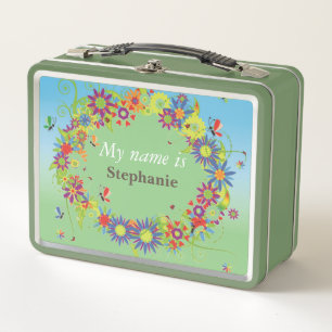 Personalisieren Sie die farbigen Blume der Blumenr Metall Brotdose