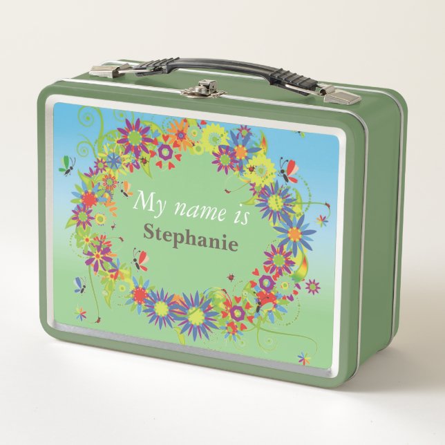 Personalisieren Sie die farbigen Blume der Blumenr Metall Brotdose (Vorderseite)