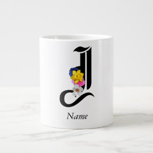 Personalisieren Sie die floral Monogramm J + Name Jumbo-Tasse