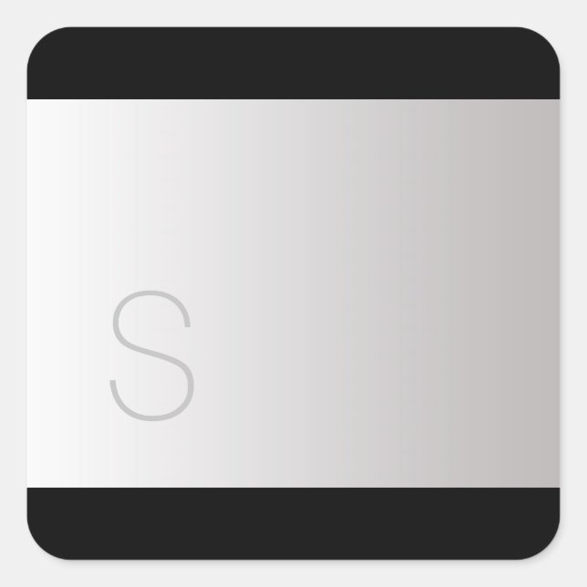 Personalisieren Sie die graue Monogramm auf Silver Quadratischer Aufkleber (Vorderseite)