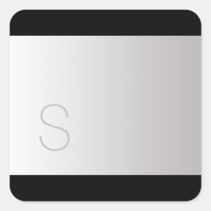 Personalisieren Sie die graue Monogramm auf Silver Quadratischer Aufkleber