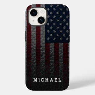 Personalisieren Sie die Imitate der US-Flagge Leat Case-Mate iPhone 14 Hülle