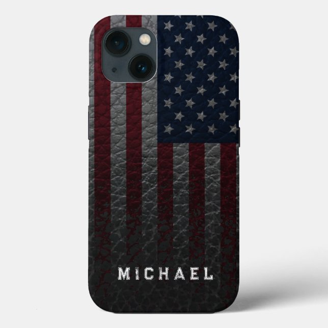 Personalisieren Sie die Imitate der US-Flagge Leat Case-Mate iPhone Hülle (Rückseite)